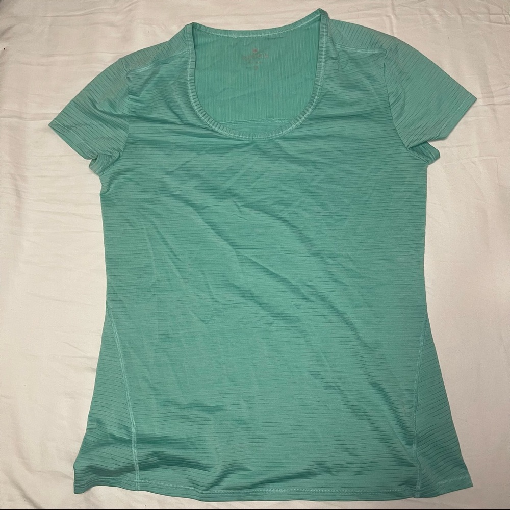 Teal Athletha Workout Short Sleeve Top